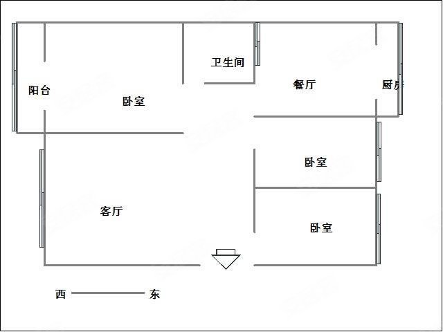 鑫源小区3室2厅1卫105㎡南北48万