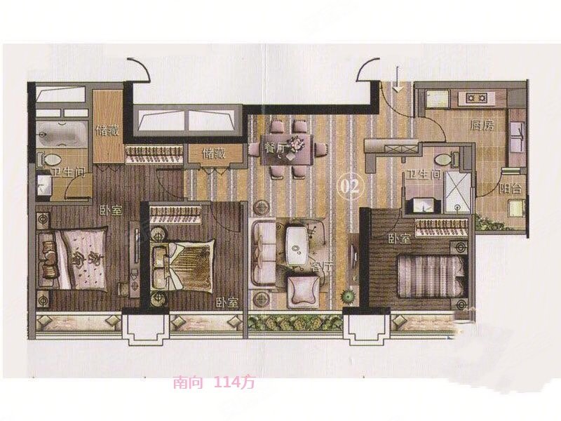 保利天悦(商住楼)3室2厅2卫113.81㎡南500万