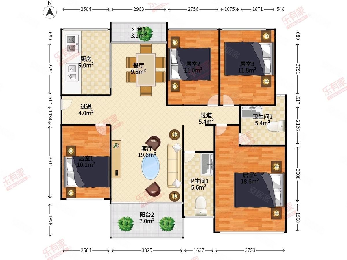 华盛观荟大户型4房价格便宜仅605