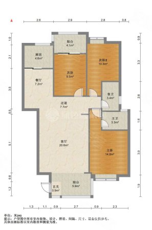 龙地华府3室2厅2卫115.34㎡南北111万