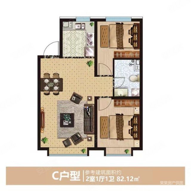 龙光天曜夏蕴光里2室2厅1卫67.84㎡南北180万