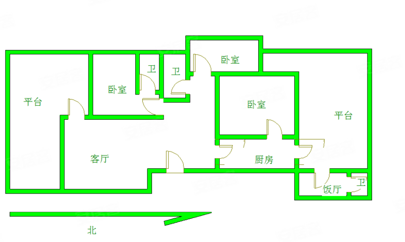 怡雅苑3室2厅3卫91.47㎡南北68万