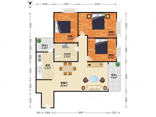 【多图】红山6979,民治租房,红山地铁口,6979精装大三房,可工作室可