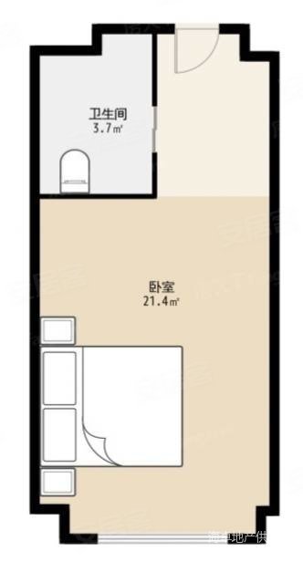 海尔玫瑰兰庭(商住楼)1室1厅1卫55.54㎡南北77万