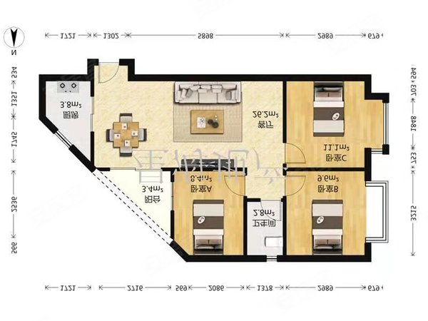【多图】英豪花园,东晓南租房,英豪花园 高层三房 家电齐全 保养干净