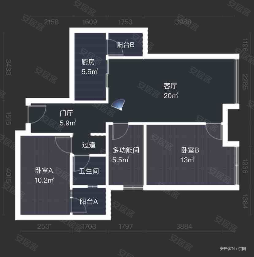 合能珍宝琥珀一二期3室2厅1卫82.76㎡东89万