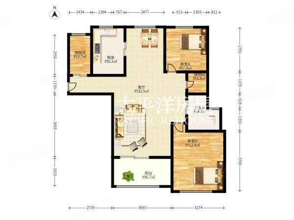 上海奥林匹克花园(北区)2室2厅1卫92.62㎡南430万