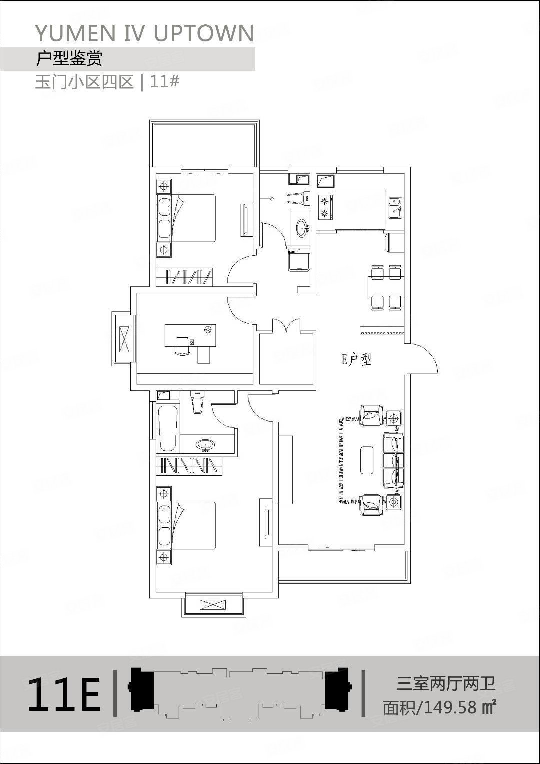 玉门花园(e区)3室2厅2卫143㎡南北85万