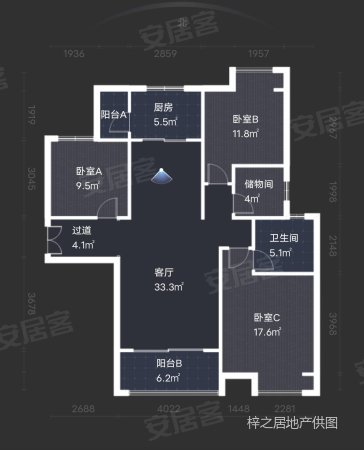 湘域芯城(一期)3室2厅2卫131.56㎡南北112.8万