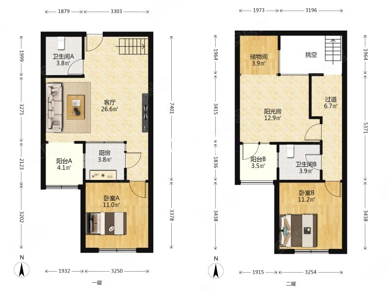精装电梯 正式跃层 三室两卫 次新小区 近缘城,红星国际逸品轩二手房