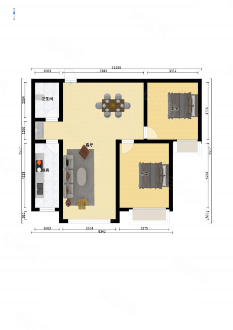 珠光御景2室2厅1卫89㎡南92万