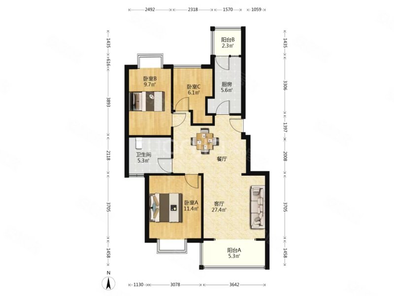 都铎城邦云秀康园 3室精装修 南北通透 一梯两户 优售