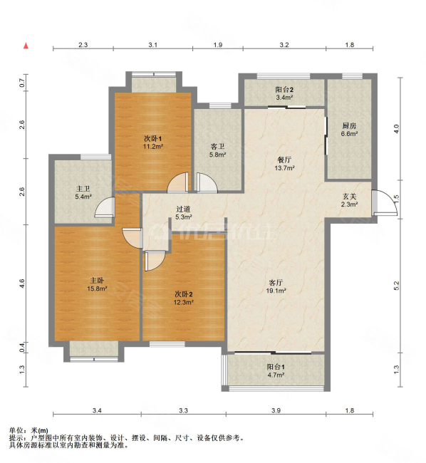 珠江御景花园3室2厅2卫142.5㎡南北180万