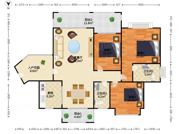 保利花城(带车位) 精装3房 第一次放租 拎包入住 中高层