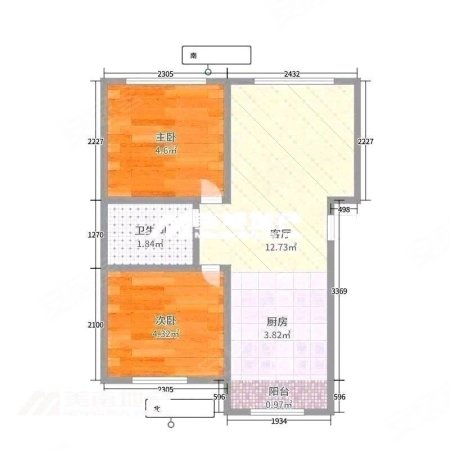 钻石名城2室1厅1卫94.07㎡南北60.8万