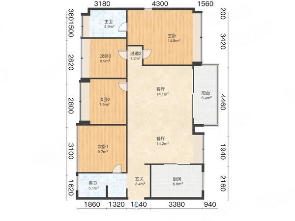 深圳罗湖泥岗缙山府缙山府 4室2厅2卫 15000.