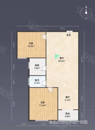 湘水左岸2室2厅1卫88.19㎡南北29.8万