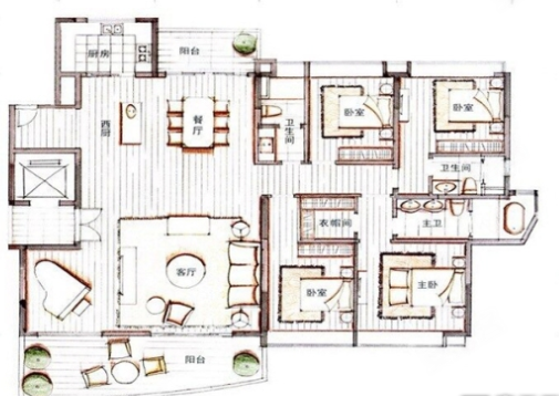 西关海南北向毛坯望江大平层