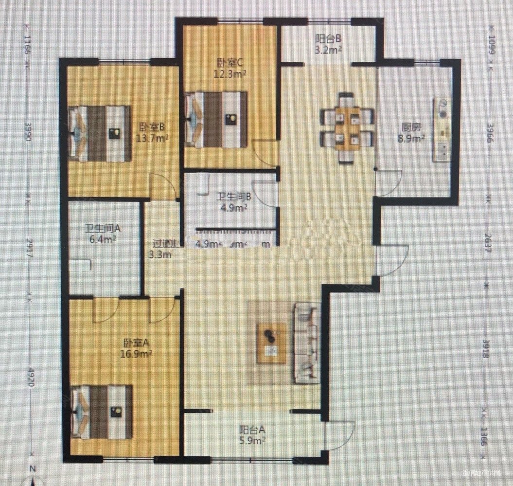 急售河西区罗马花园一期173平米三室户型价格合适