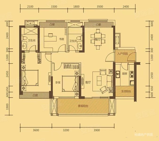 中信凯旋城七期3室2厅2卫117㎡南北152万