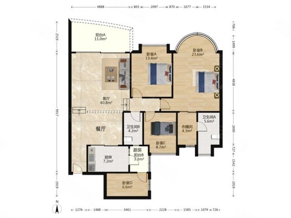 广州天河棠下骏景花园骏景花园南苑南北对流四房!拎包入住!
