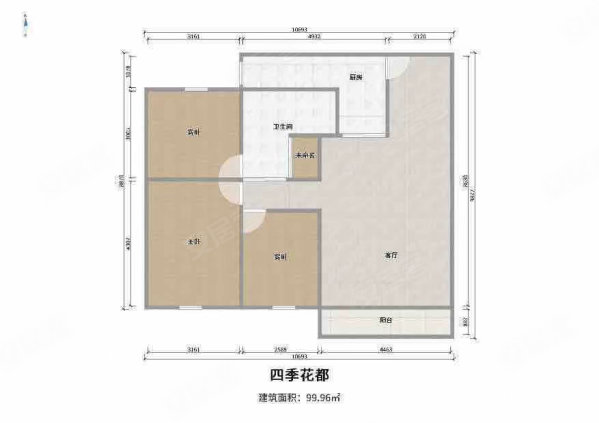 四季花都3室2厅1卫100㎡南北85万