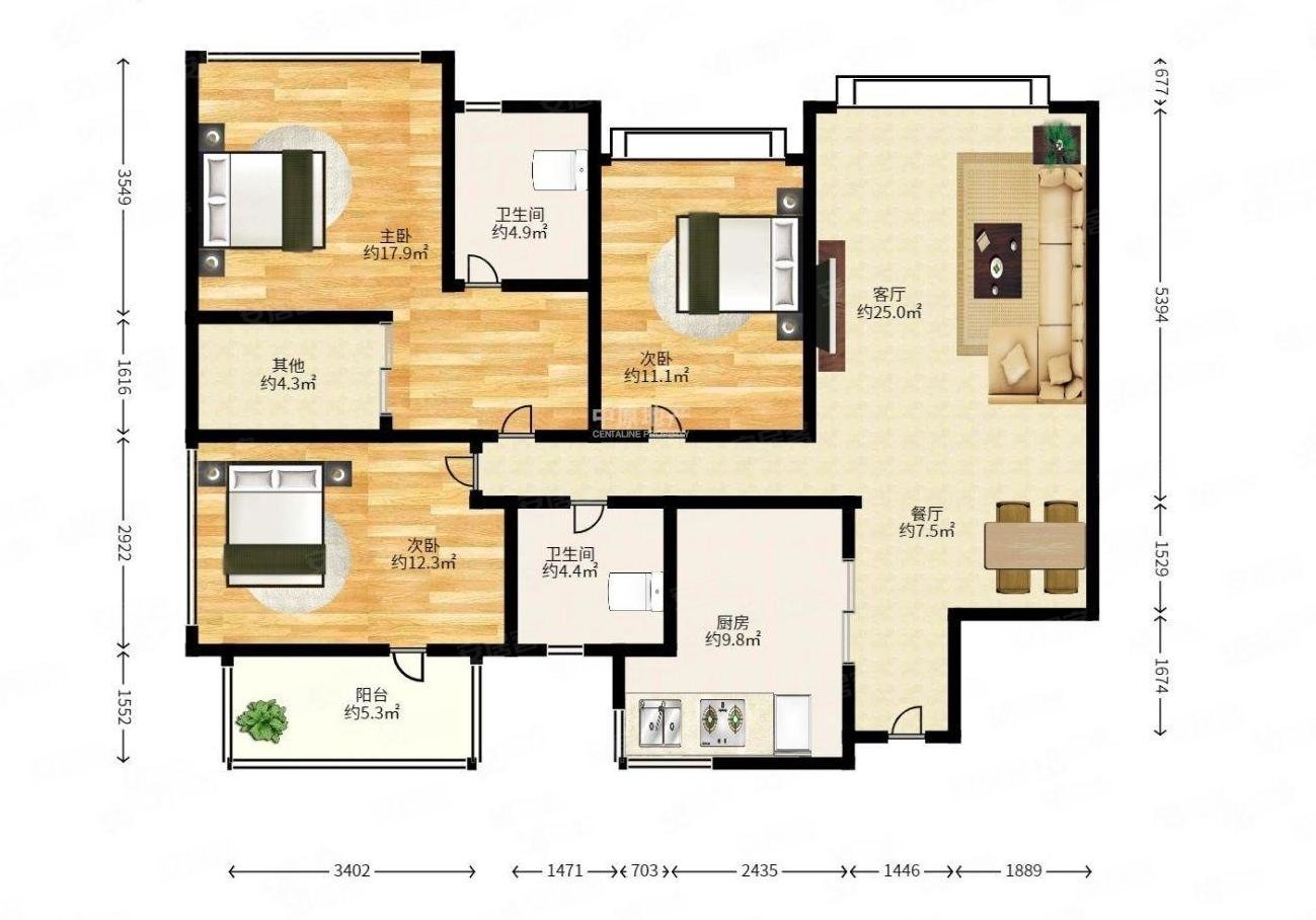 香格丽苑3室2厅2卫114.22㎡南北0万