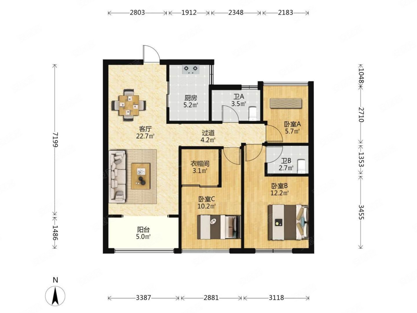 万悦城89方自住精装3室2厅2卫满二税费少品质小区