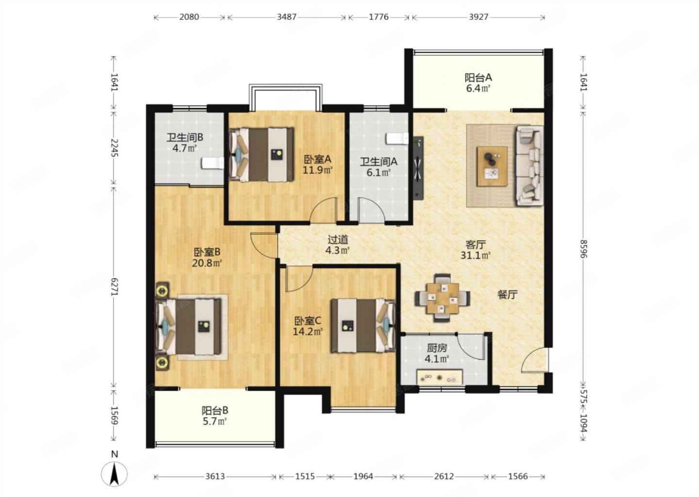 旭景兴园 有电梯 医疗配套成熟 精装可拎包入住 南北通透