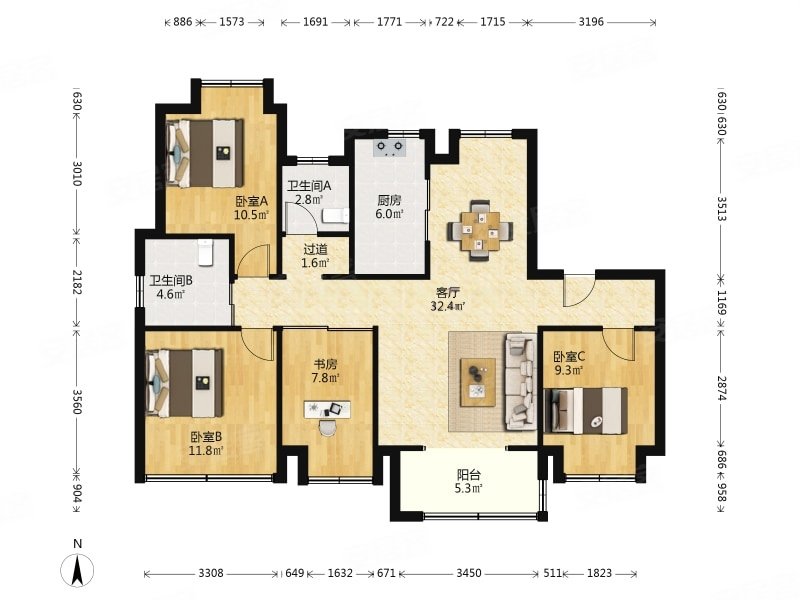 西虹桥壹号二手房,460万,4室2厅,2卫,122.74平米-上海安居客