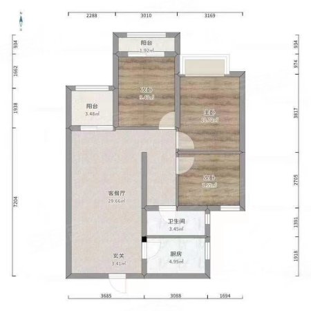 康桥原溪里2号院3室2厅1卫89.4㎡南北57万