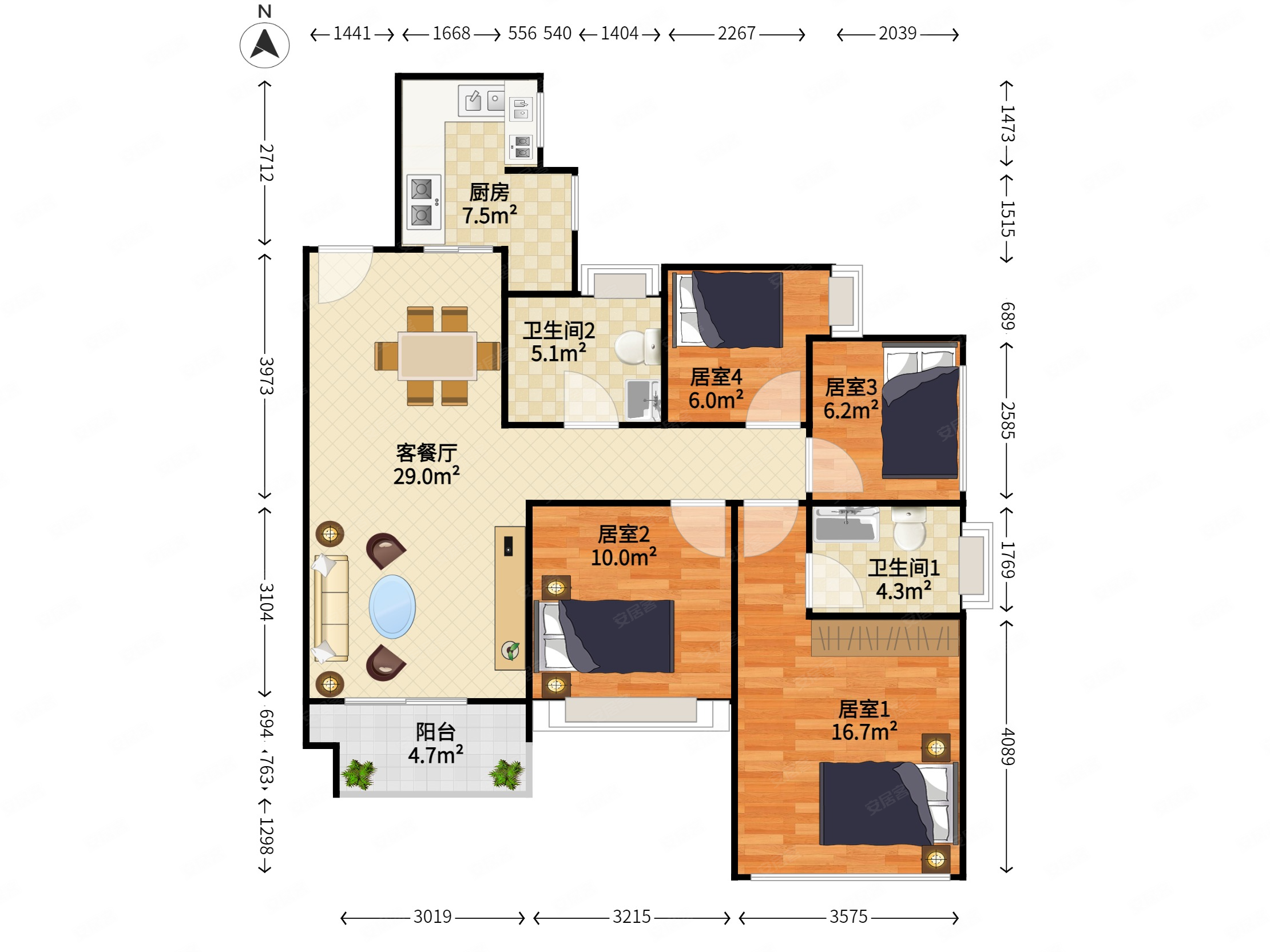 天汇城二期急卖大四房,原价出,带自住装修,看小区花园,朝南