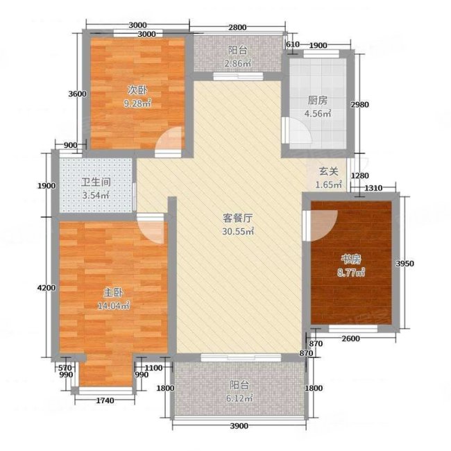 丽都文华3室2厅2卫135㎡南北93.8万