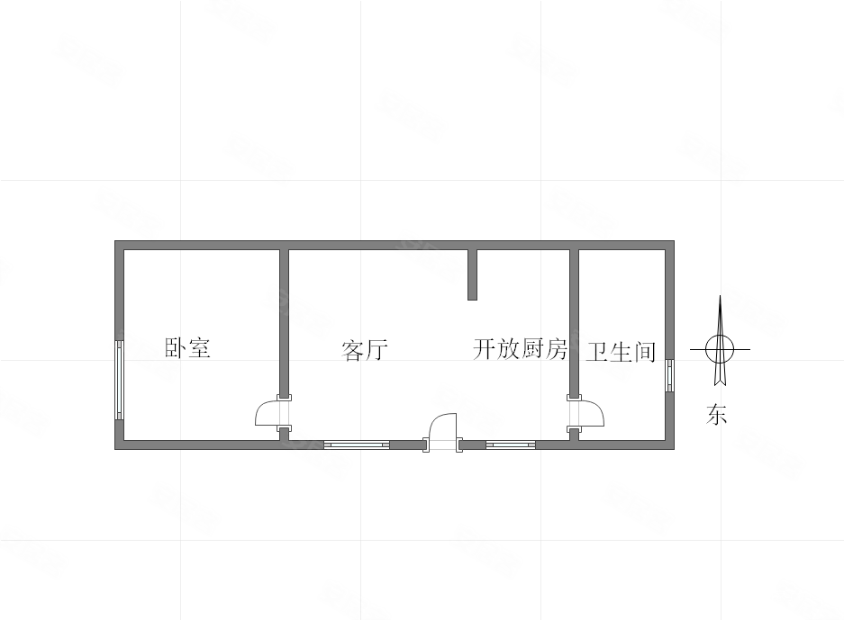 智汇江南1室1厅1卫51.15㎡南北43万