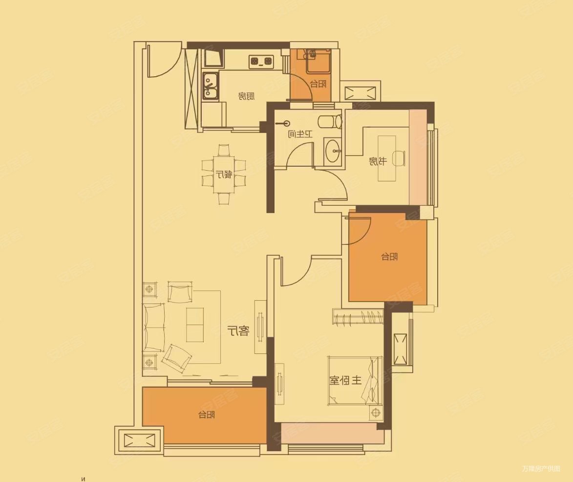 中信凯旋城七期3室2厅2卫89㎡南93万