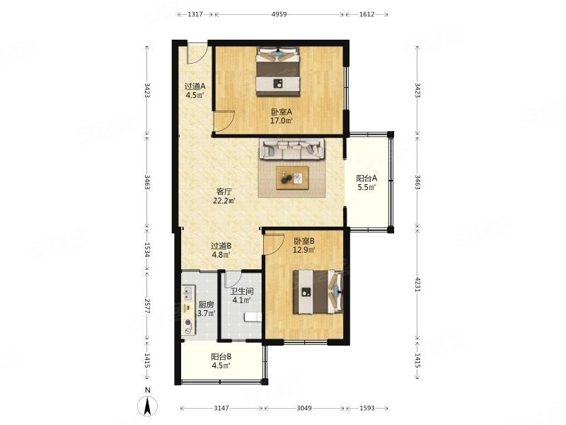 自用房2楼金谷园南开东南朝向装修好大两居