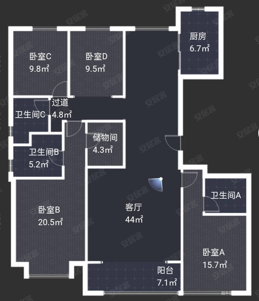 融创红岛壹号院4室2厅3卫172.76㎡南北350万