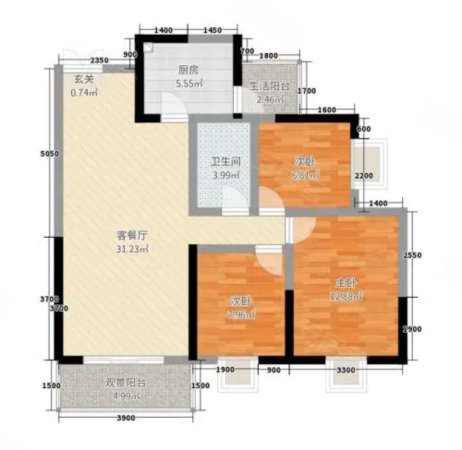 鑫科大厦3室1厅1卫88.78㎡南北39.8万