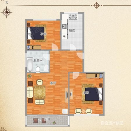 北街家园(八区)2室2厅1卫86.65㎡南北298万