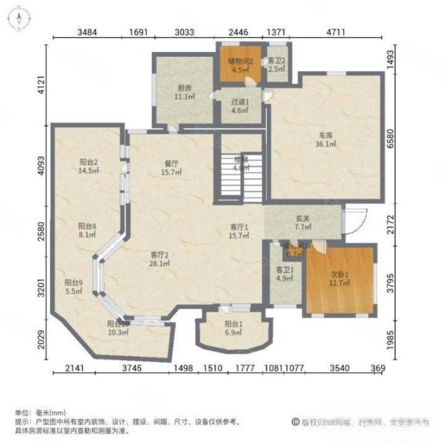 半岛豪门(别墅)5室3厅1卫445㎡南北3200万