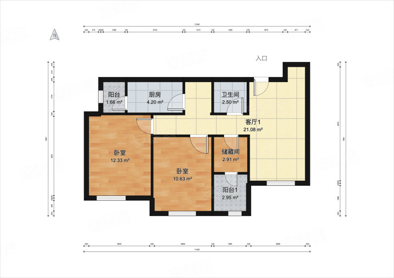 盛泽园2室1厅1卫95㎡南68万