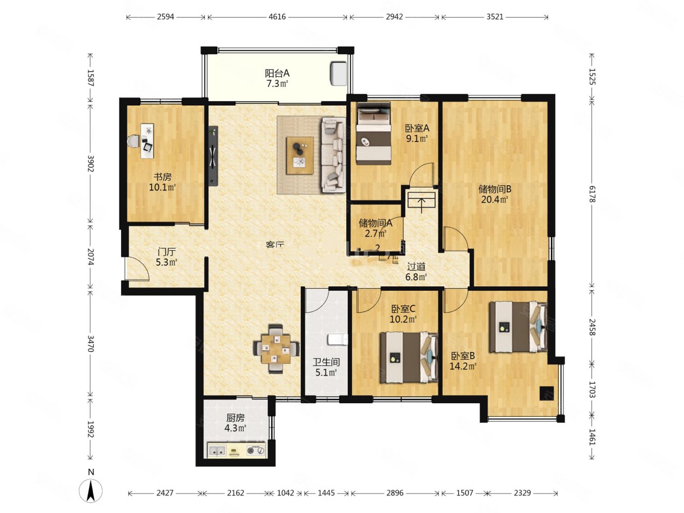 禹洲城上城5室2厅2卫135.46㎡南北765万