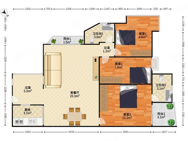 【多图】金港华庭,西乡租房,业主自住!精装大三房!装修温馨!