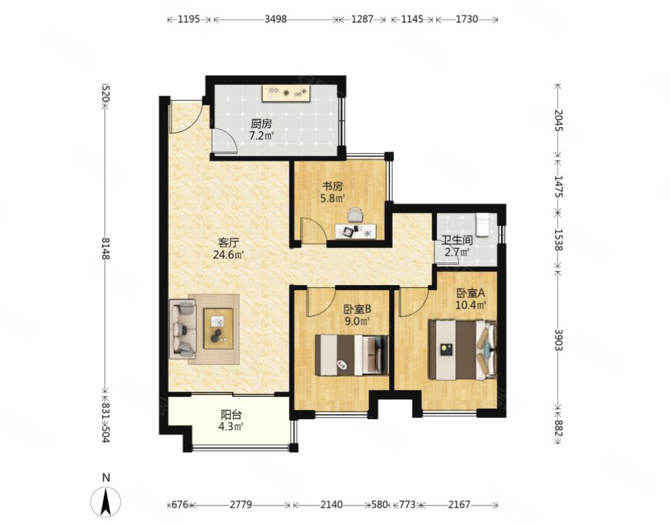 广电兰亭盛荟1期小三房急售,精装修拎包入住,满二