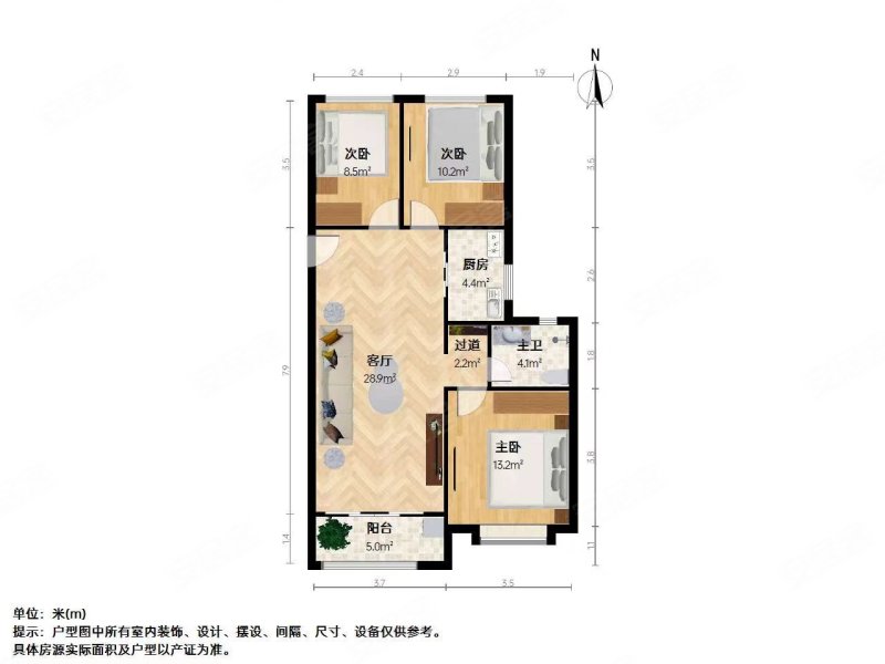 金科天籁城(东区)|太湖大道3室2厅1卫95.39平方米