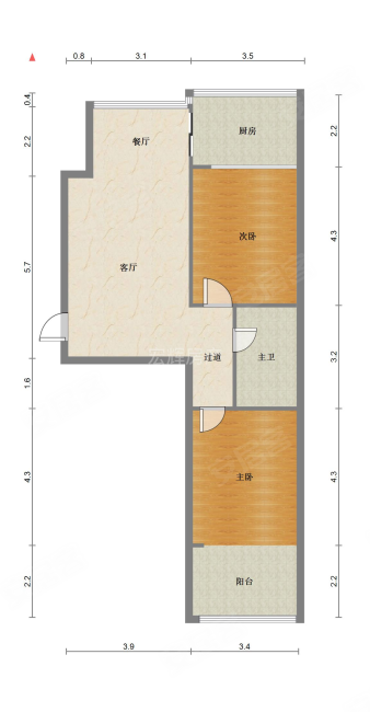 明皇园小区2室2厅1卫102㎡南北106万