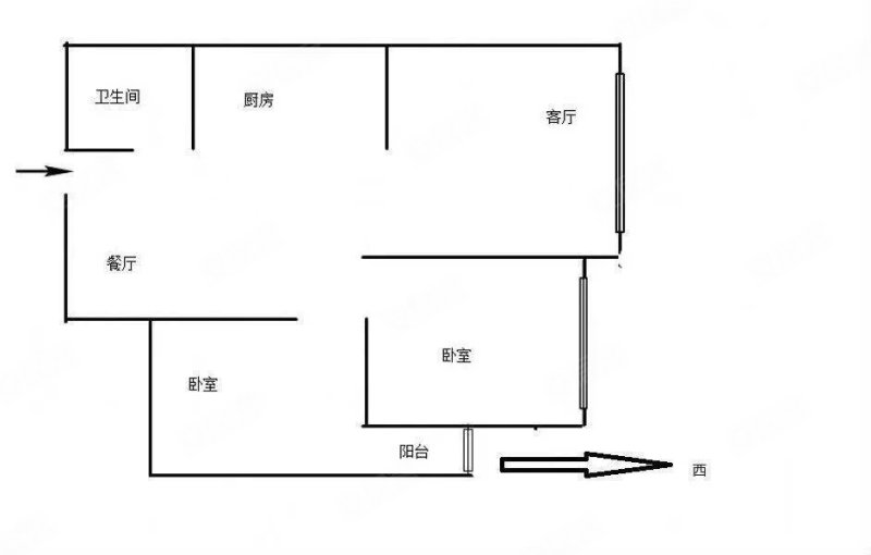 溪畔丽景2室2厅1卫92.28㎡南北68万