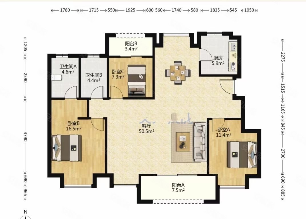 半岛印象花园4室2厅2卫130㎡南285万