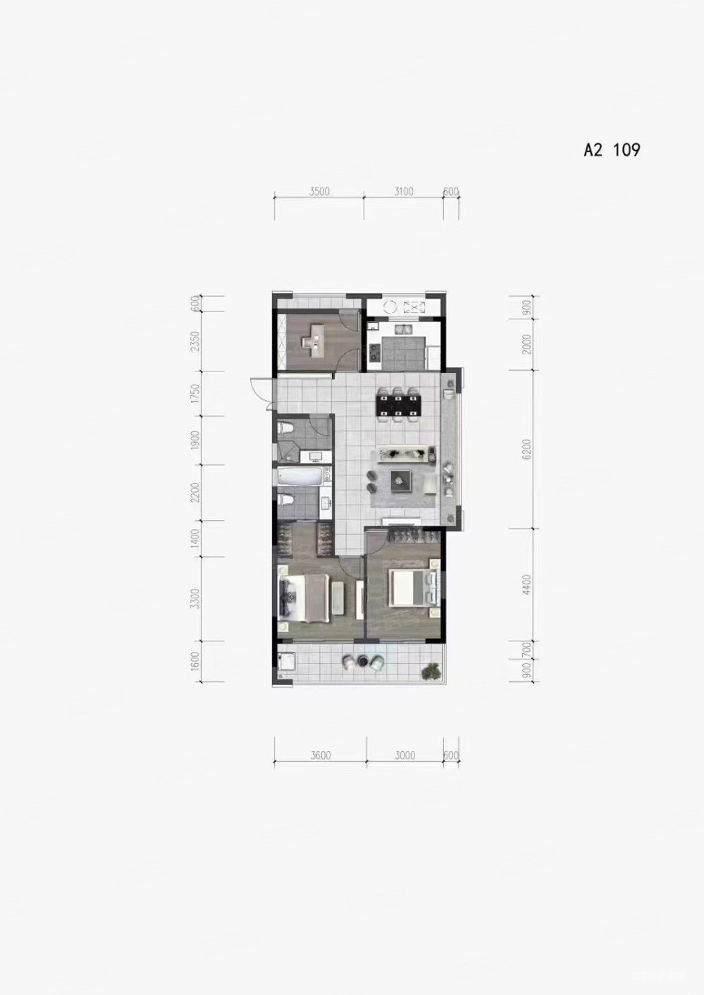 京都大厦2室2厅1卫67.53㎡南北106万