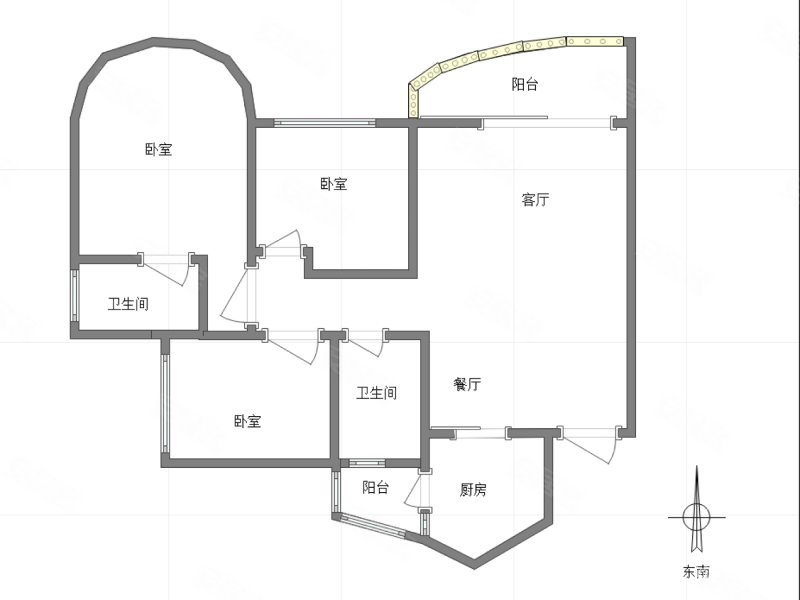 华宇金沙港湾(B区)3室2厅2卫121.3㎡东南120万